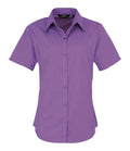 Premier Ladies Short Sleeve Poplin Blouse Rich Violet