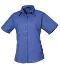 Premier Ladies Short Sleeve Poplin Blouse Royal Blue