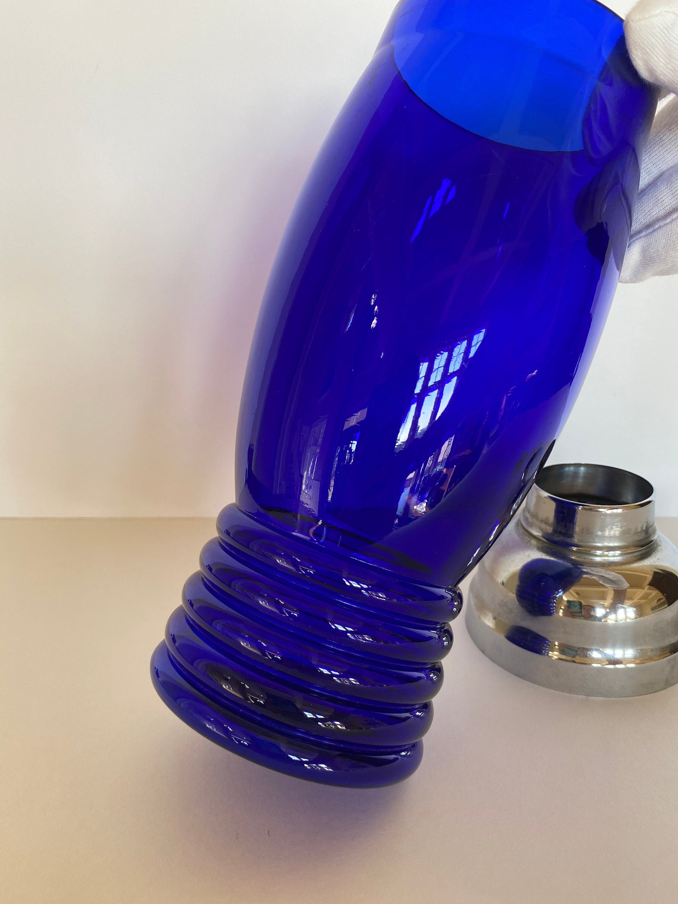 Art Deco Cobalt Blue Cocktail Shaker