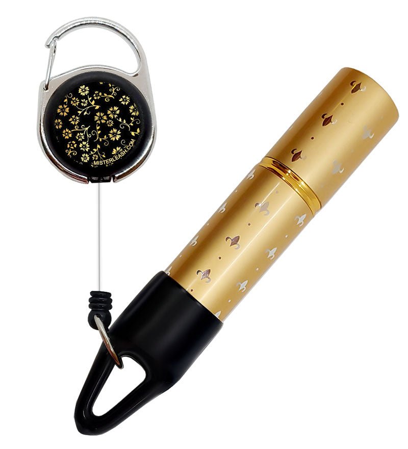 Mister Leash™ - Retractable and Refillable Gold Sanitizer Atomizer - Golden Floral