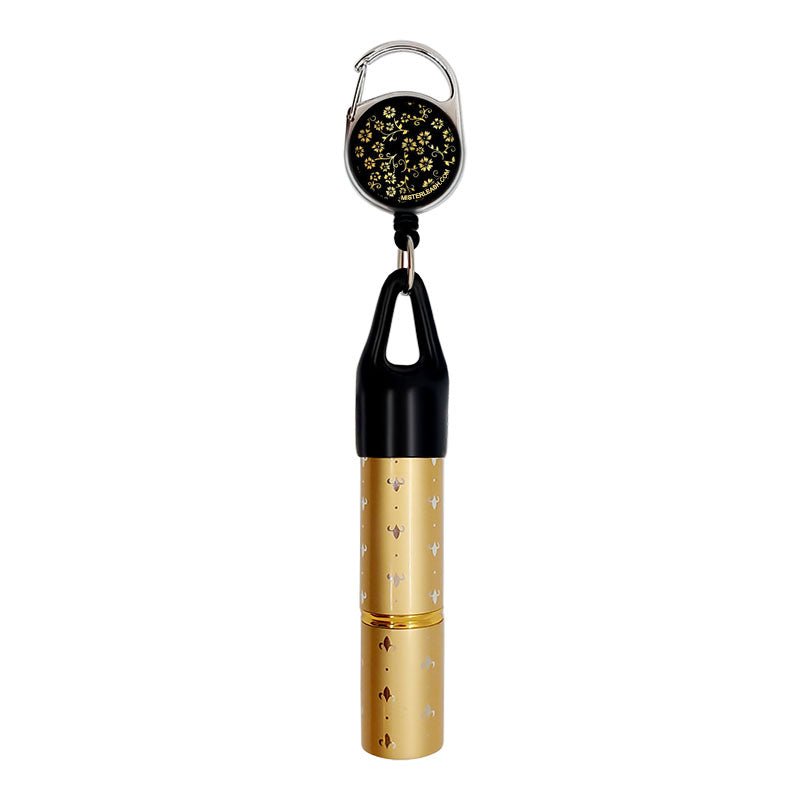 Mister Leash™ - Retractable and Refillable Gold Sanitizer Atomizer - Golden Floral