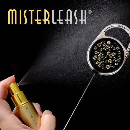 Mister Leash™ - Retractable and Refillable Gold Sanitizer Atomizer - Golden Floral
